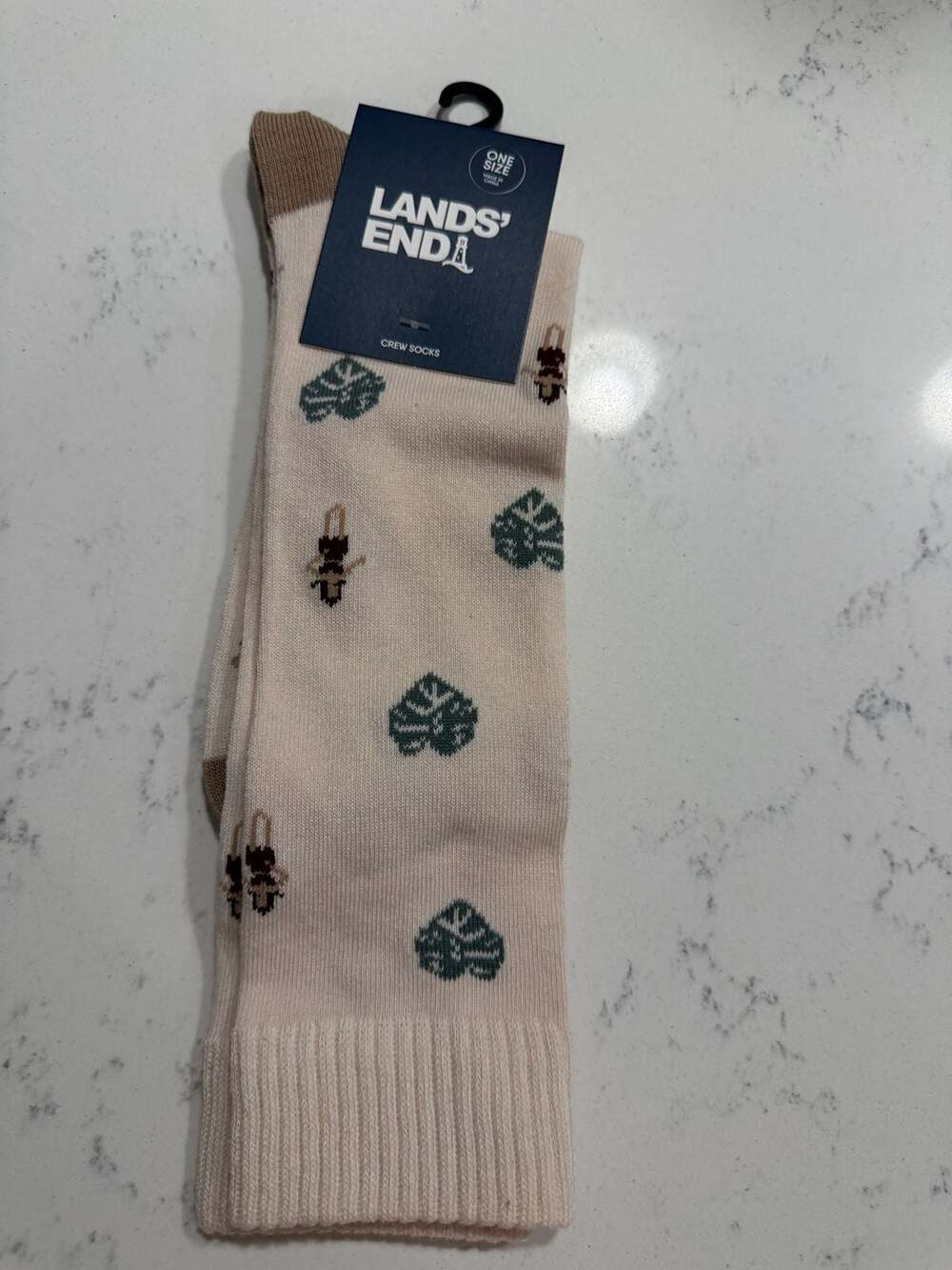 NWT Lands' End Men's Novelty Crew Socks - sz 8 - 13  Hula :